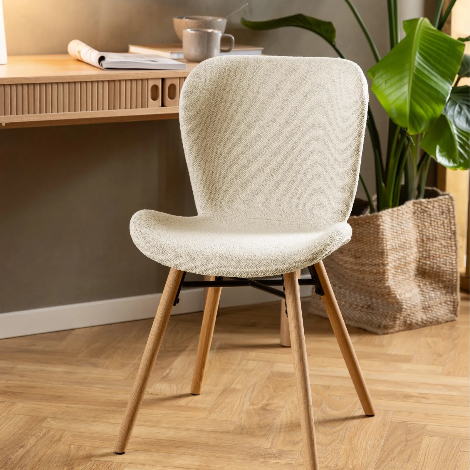 Furniture To Go Batilda Dining Chairs with Cream Fabric & Oak Set of 2 in Brown 5