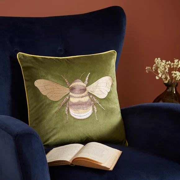 Embroidered Bee Square Cushion 1