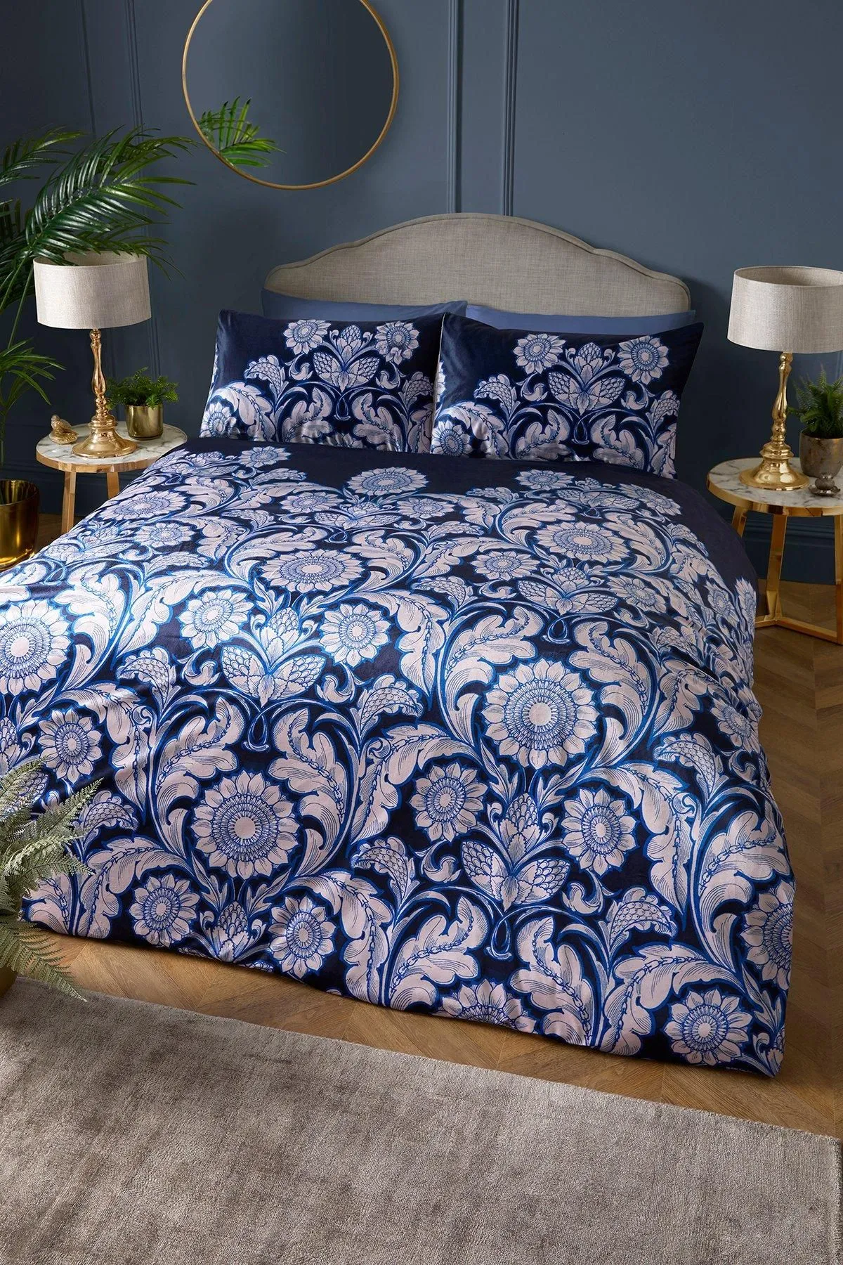 Laurence Llewelyn-Bowen 'Romilly' Floral Jacquard Duvet Cover Set in Blue