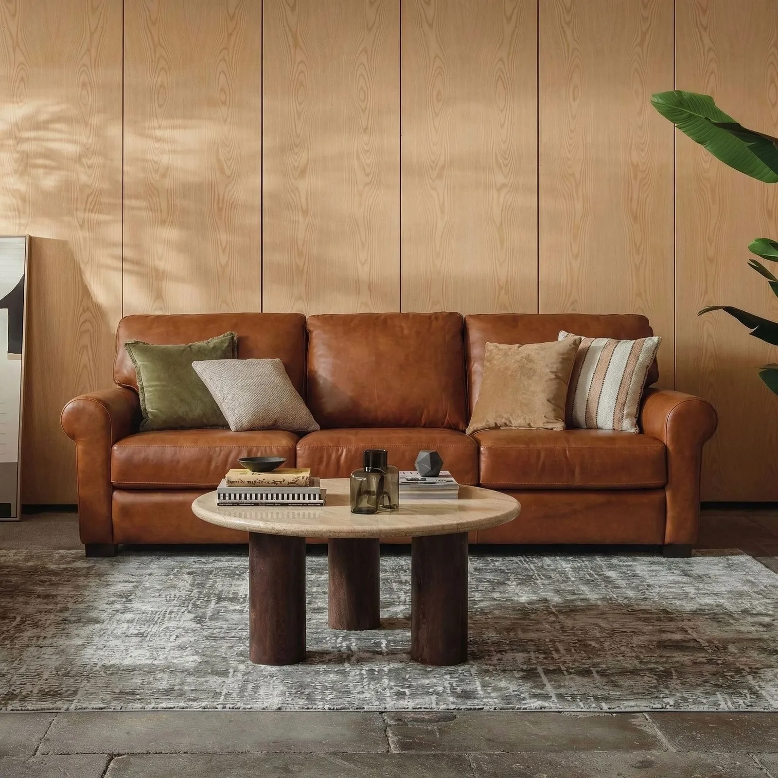 Rendola 3 Seater Sofa, Brown Leather | Barker & Stonehouse 2