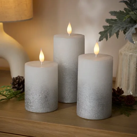 Set of 3 Ombre LED Pillar Candles 1