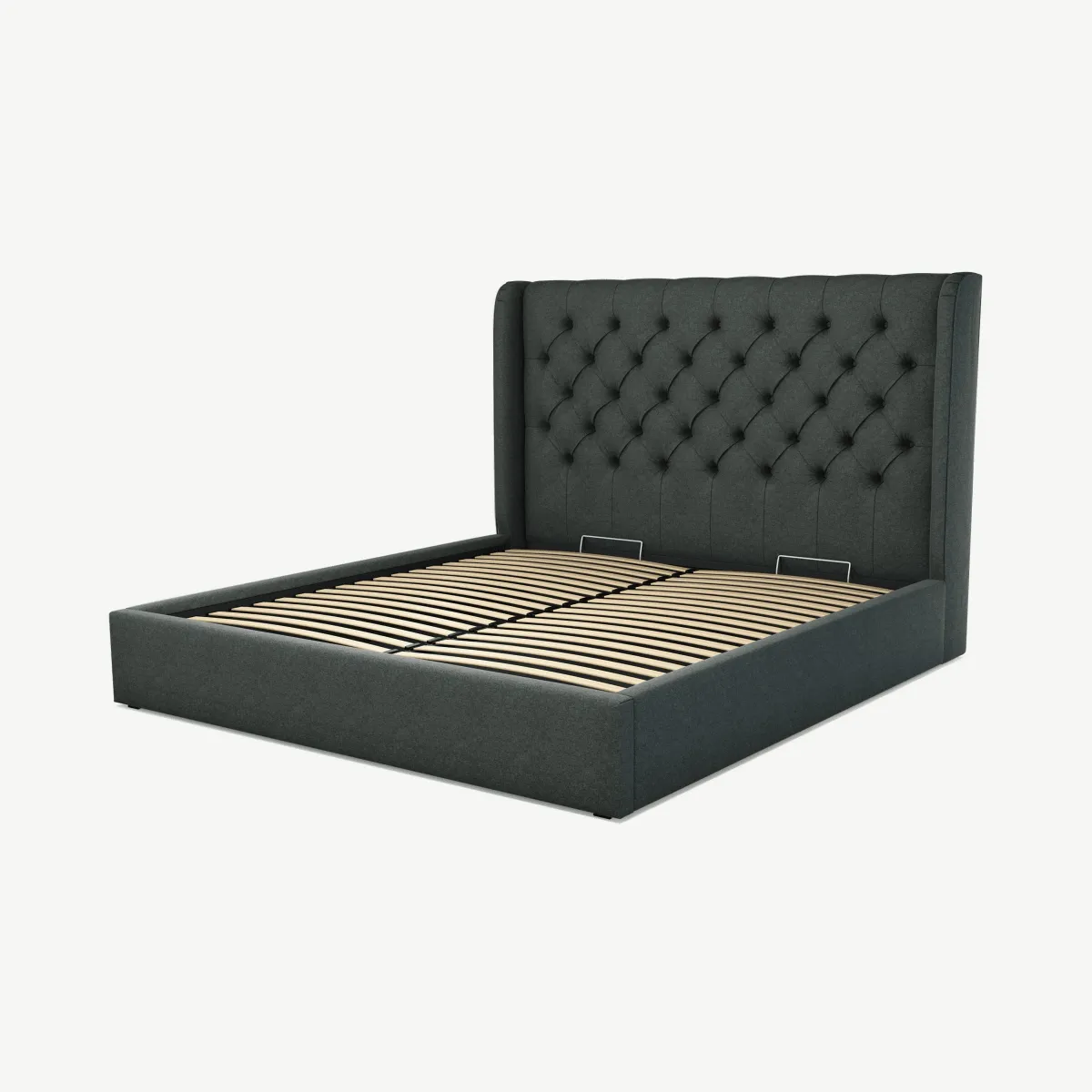Romare Super King Size Ottoman Storage Bed, Etna Grey Wool