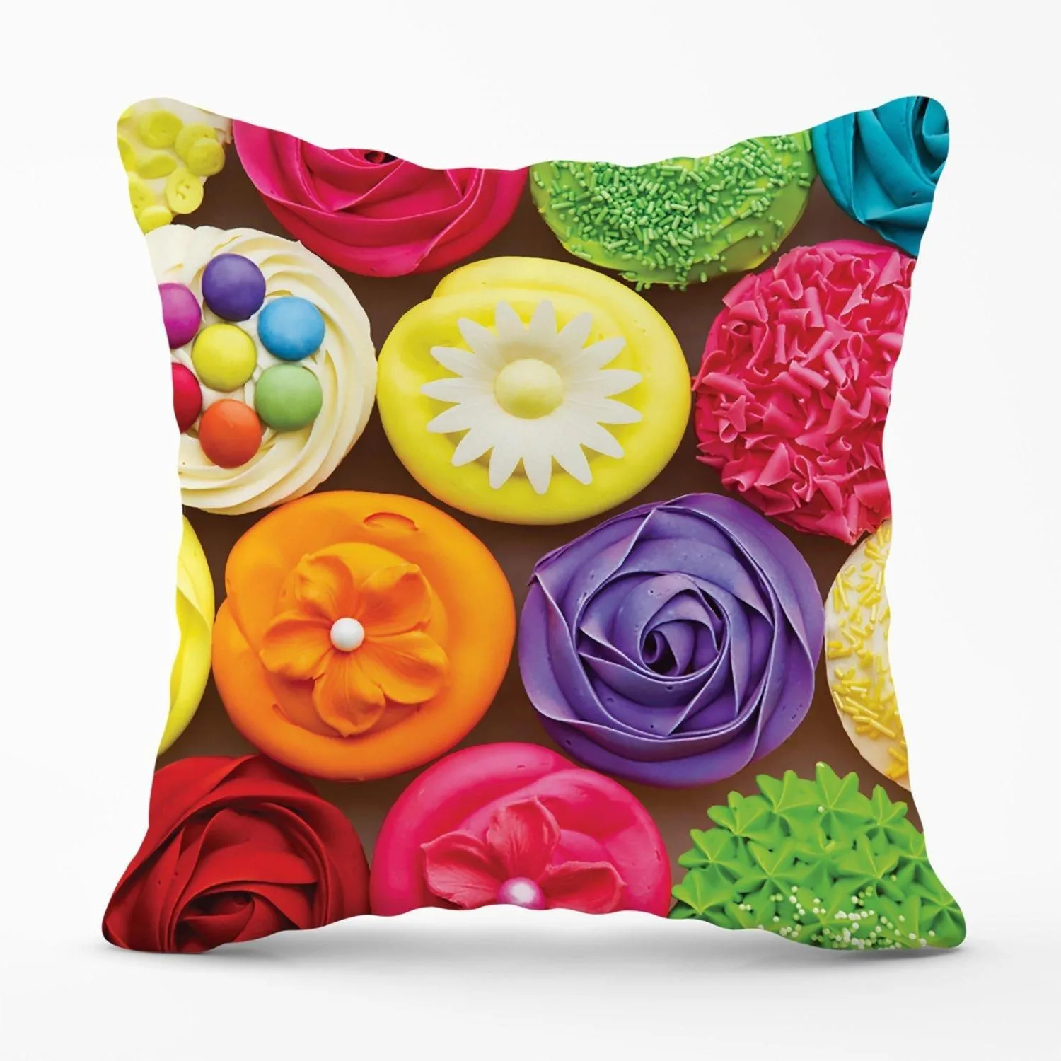 Warren Reed - Designer Bright Colourful Cupcakes Outdoor Cushion in Yellow