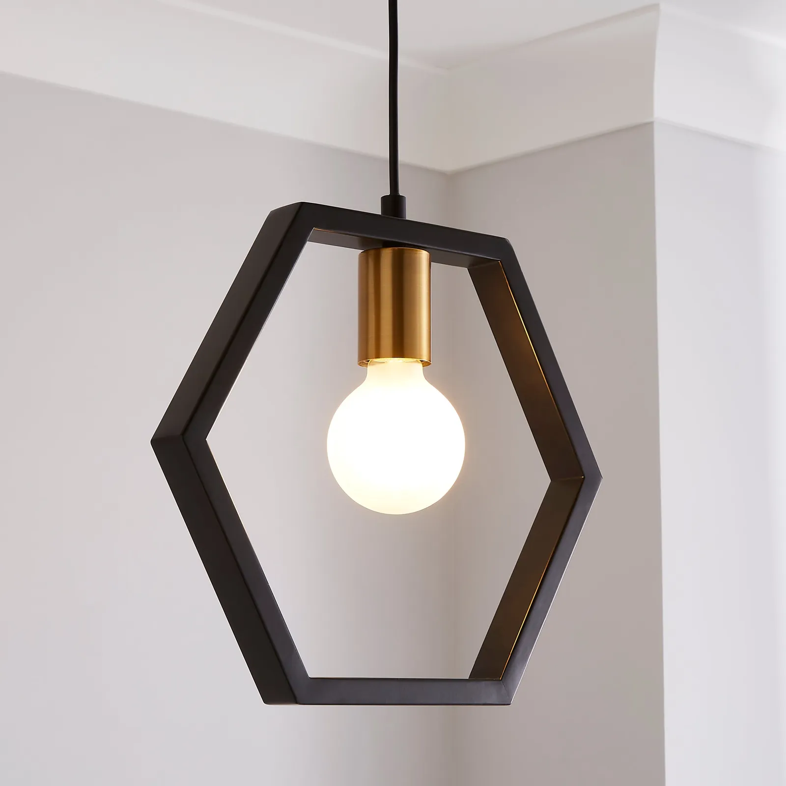 Hexa 1 Light Ceiling Fitting Black