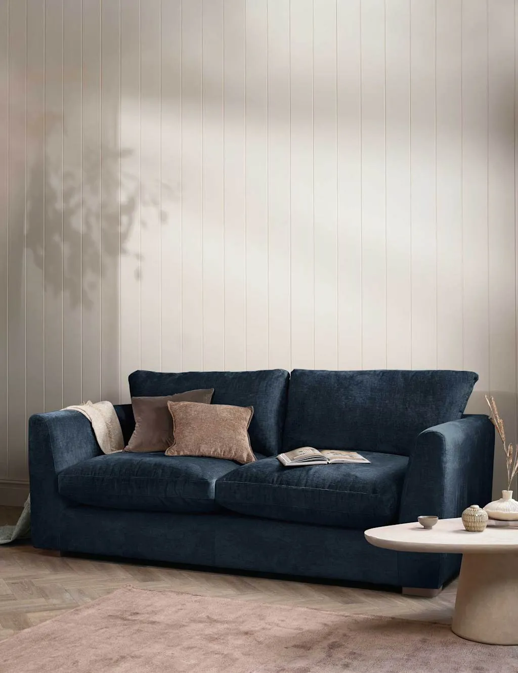 BARKER AND STONEHOUSE Palmer Textured Chenille 2 Seater Sofa Navy