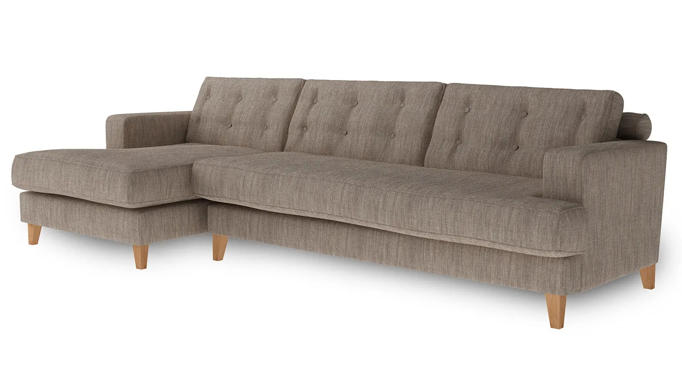 Heal's Mistral Left Hand Corner Sofa Broad Weave Pebble Natural Feet