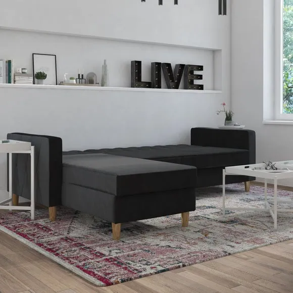 Cosmo Living Liberty Velvet Corner Chaise Double Sofa Bed 3