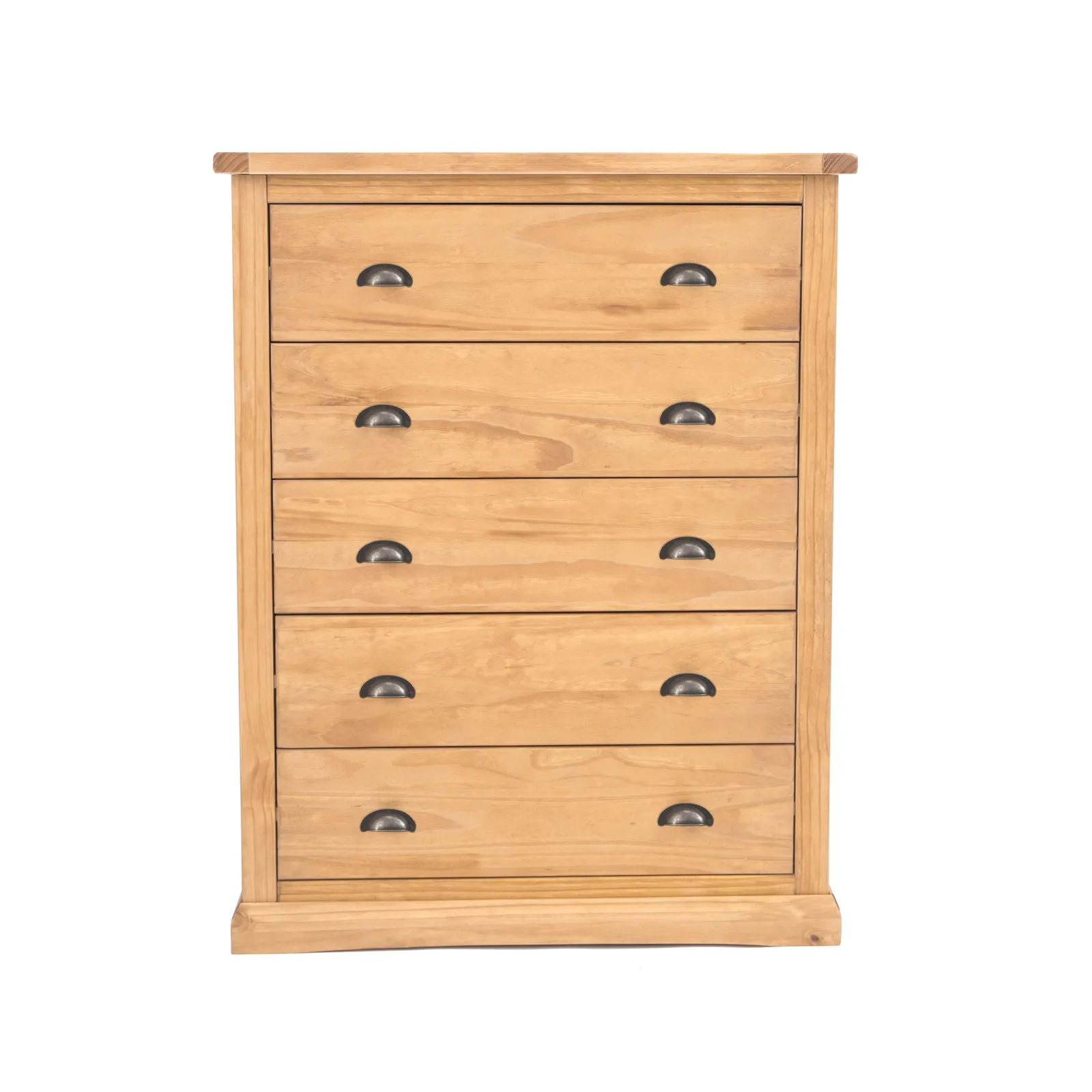 Cabinet Bits Lucca 5 Drawer Chest of Drawers Brass Cup Handle in Light Brown