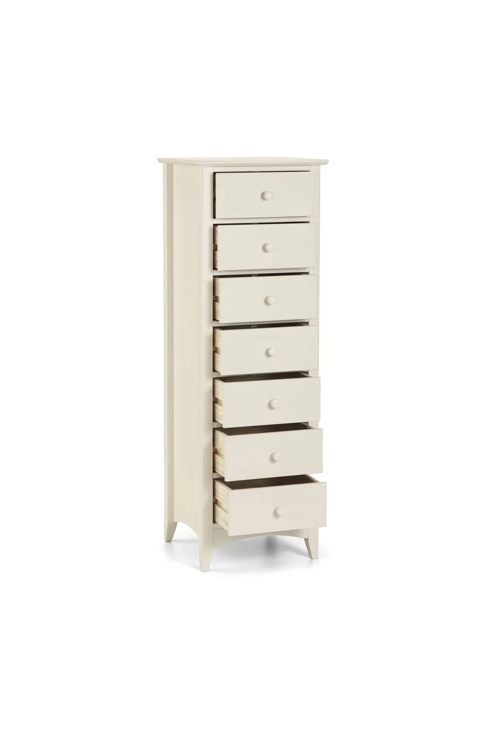 Julian Bowen Cameo 7 Drawer Tall Slim Chest in Warm White 4