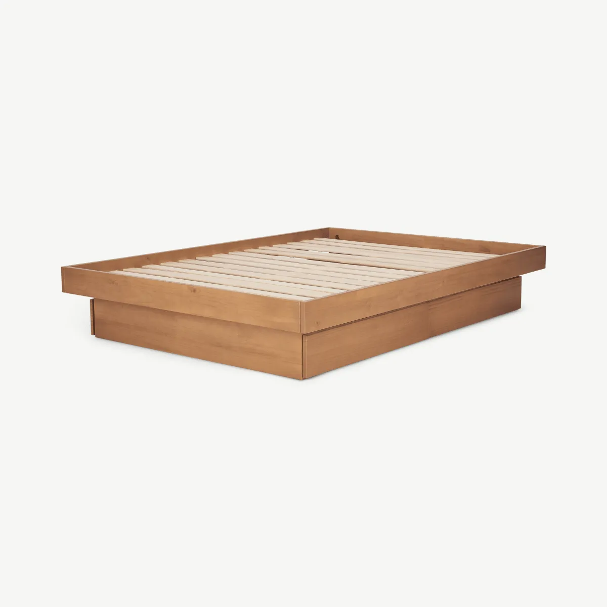 Meiko King Size Platform Bed with Drawer Storage, Pine 