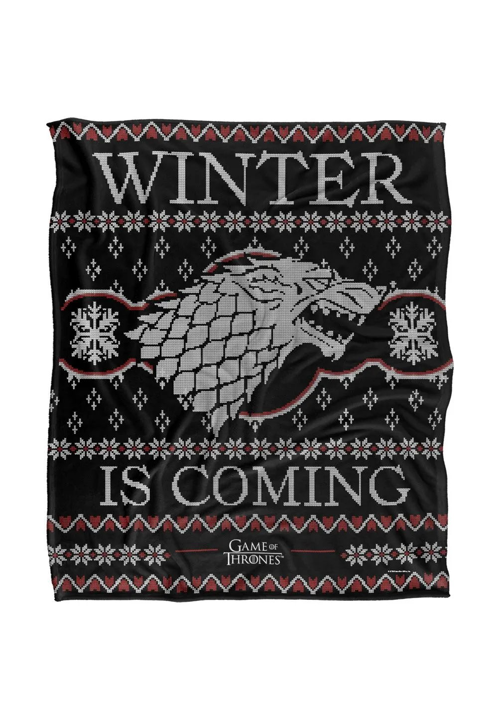 Game Of Thrones Blanket, 152x127 cm Winter is Coming Ugly Christmas Sweater Silky Touch Super Soft Throw Blanket in White