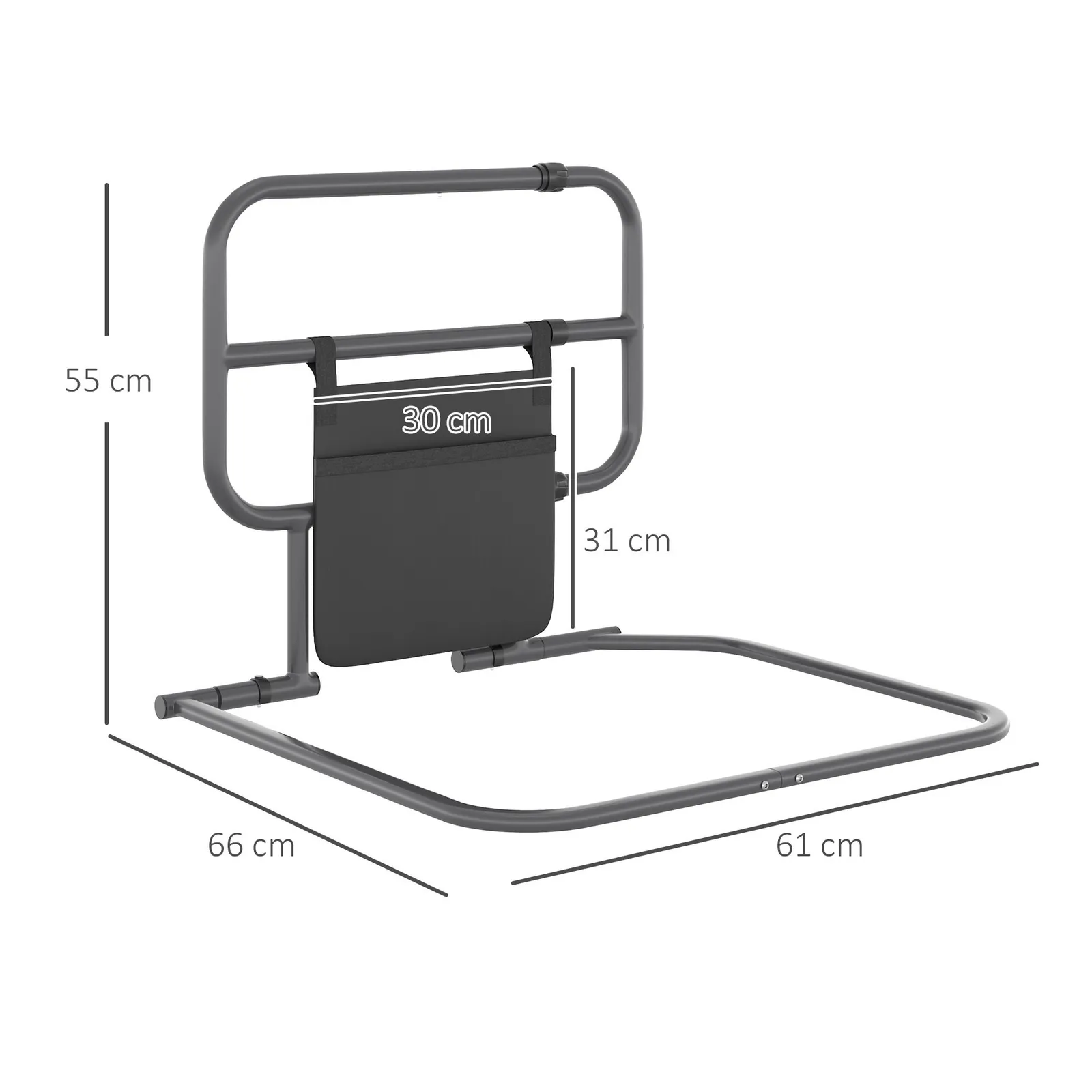 HOMCOM Safety Bed Rail for Elderly Adults Folding Bed Assist Rail in Black 3