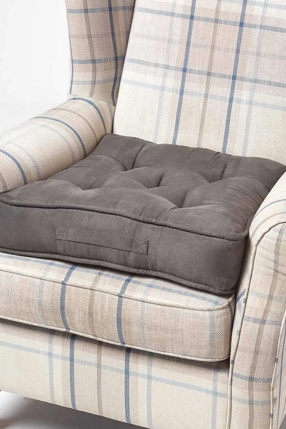 Homescapes Faux Suede Armchair Booster Cushion in Grey 1