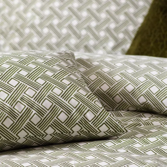 HÖEM Alexa Cotton Rich Duvet Cover & Pillowcase Set, Green 3