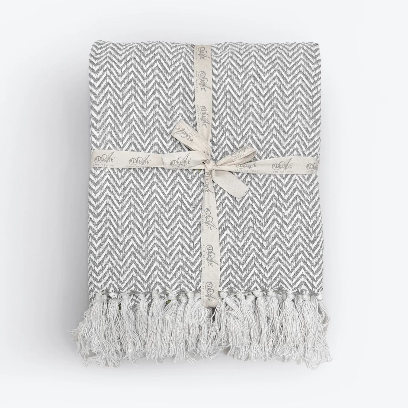 Allure Bath Fashions Chevron Herringbone Sofa Throw Blanket - 100% Cotton in Light Grey