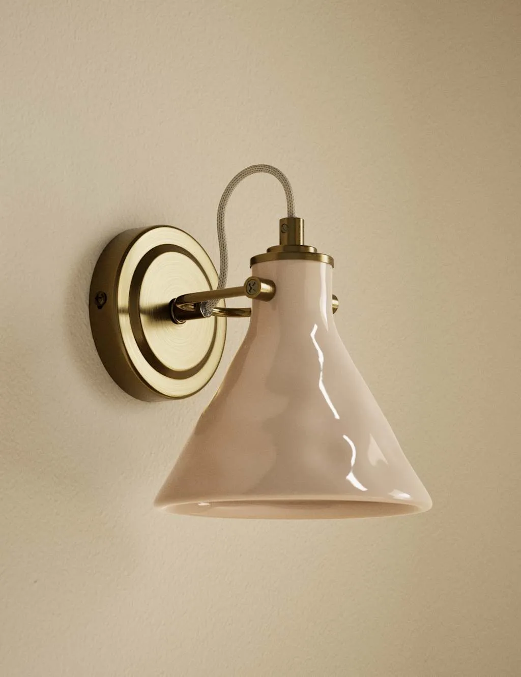 M&S Ceramic Mottled Cone Wall Light Biscuit
