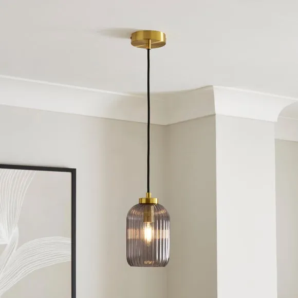 Riley Ribbed Adjustable Pendant Light 1
