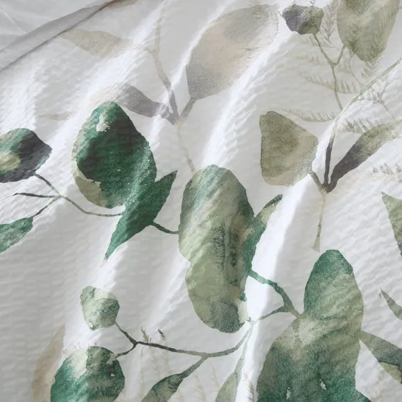 Foliage Seersucker Duvet Cover and Pillowcase Set 4