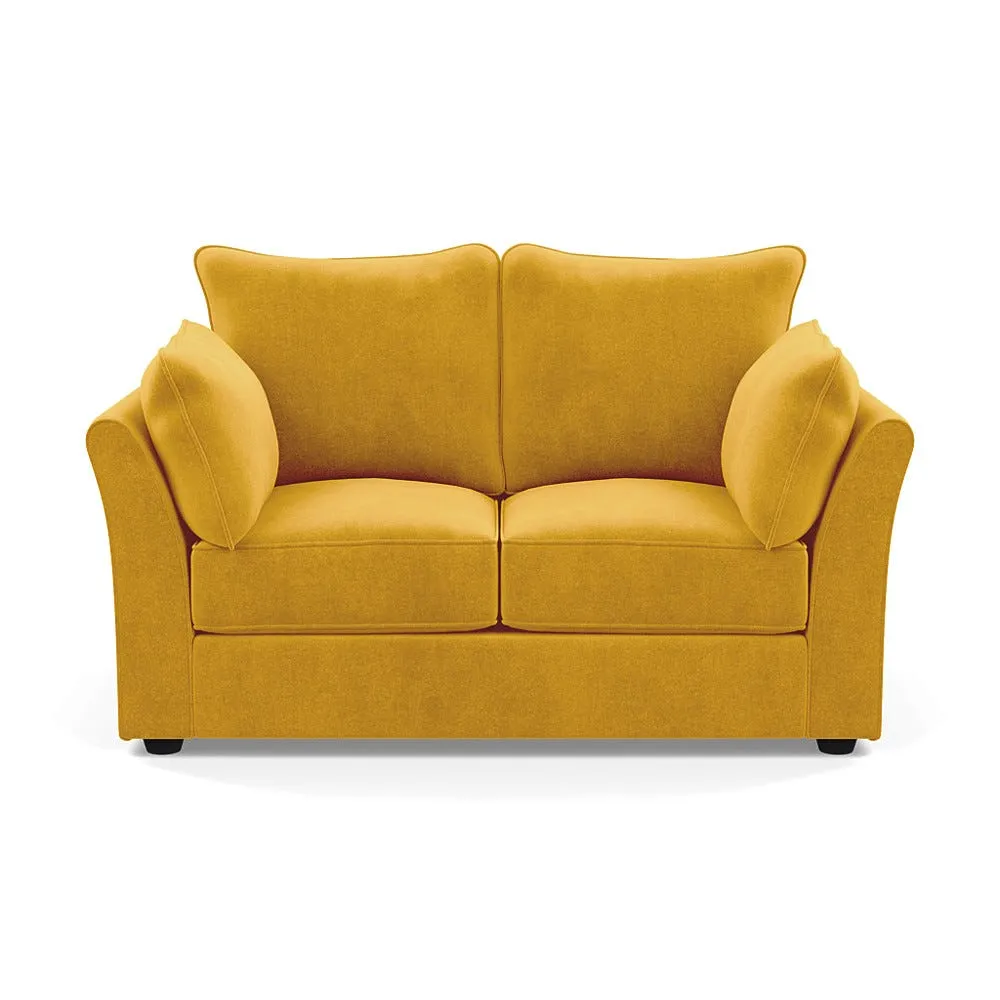 Heal's Tailor 2 Seater Sofa Smart Luxe Velvet Canary Black Feet