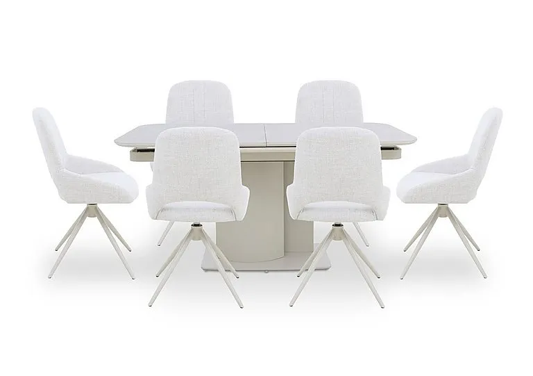 Pebble Pop Up Extending Dining Table and 6 Swivel Chairs - 130-cm