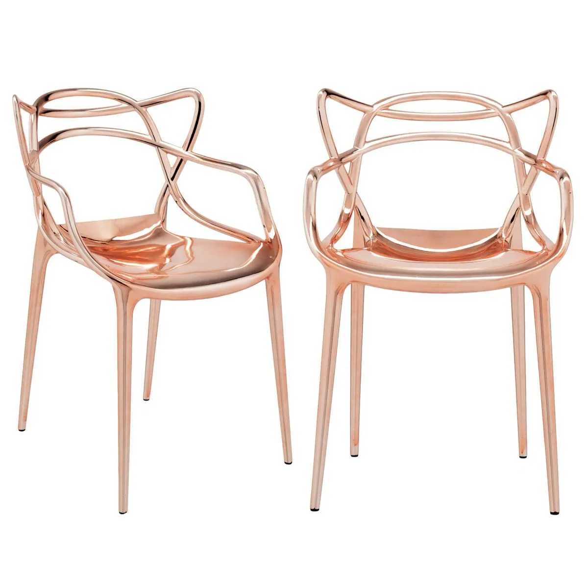 Pair of Kartell Metallic Masters Dining Chairs, Copper
