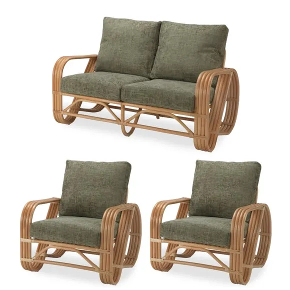 Desser Pretzel Rattan 2 Seater Sofa & 2 Chairs Set 2
