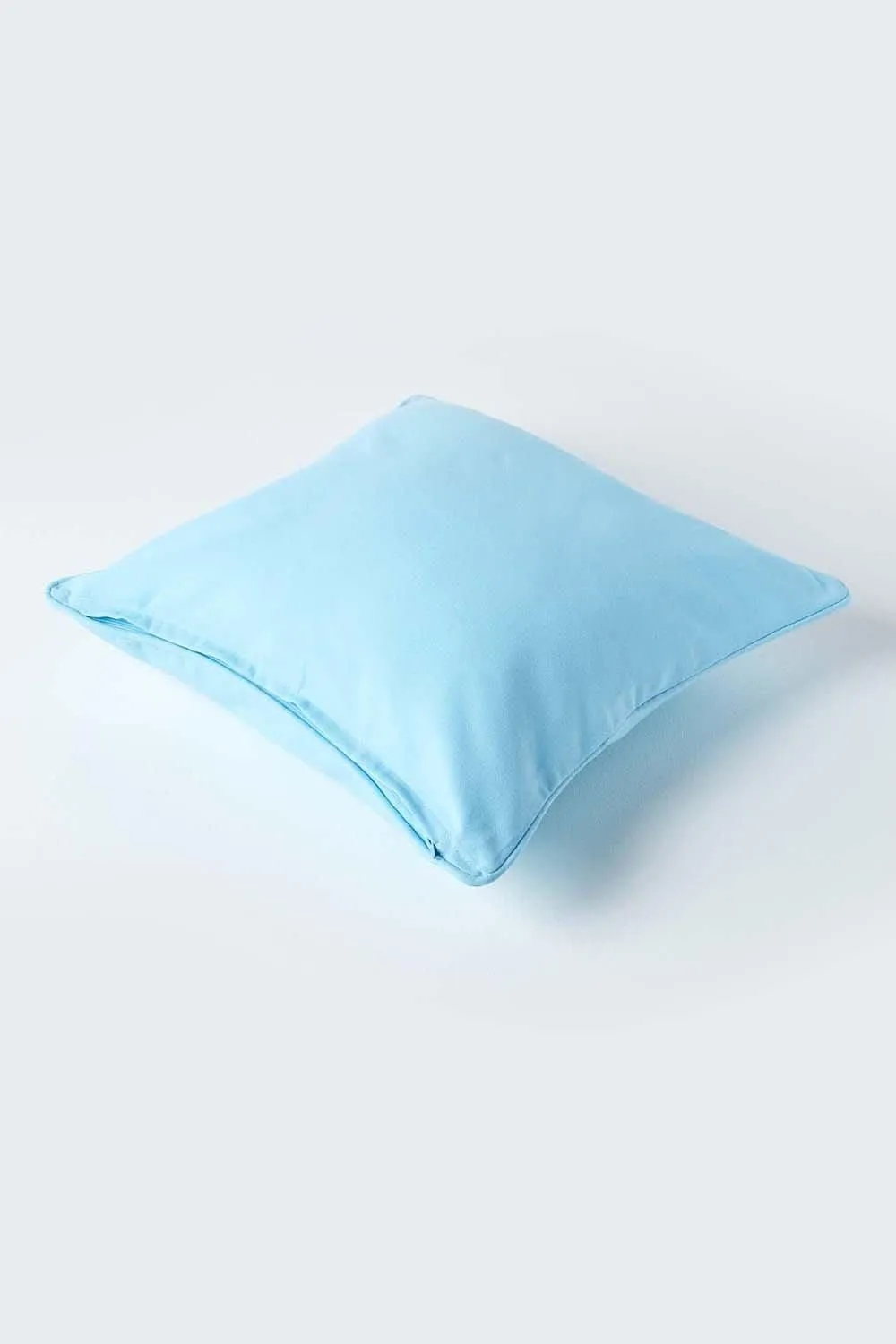 Homescapes Cotton Plain Cushion Cover in Blue 3