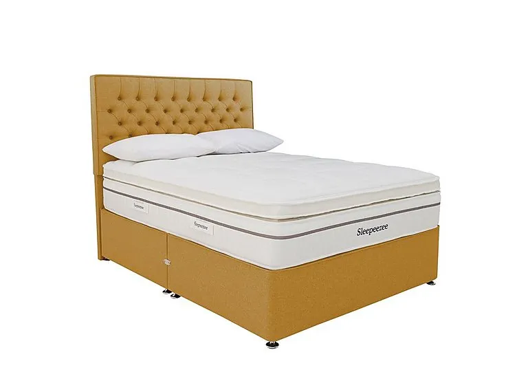 Harmony 3500 Soft Divan Set - Double - Tweed Mustard