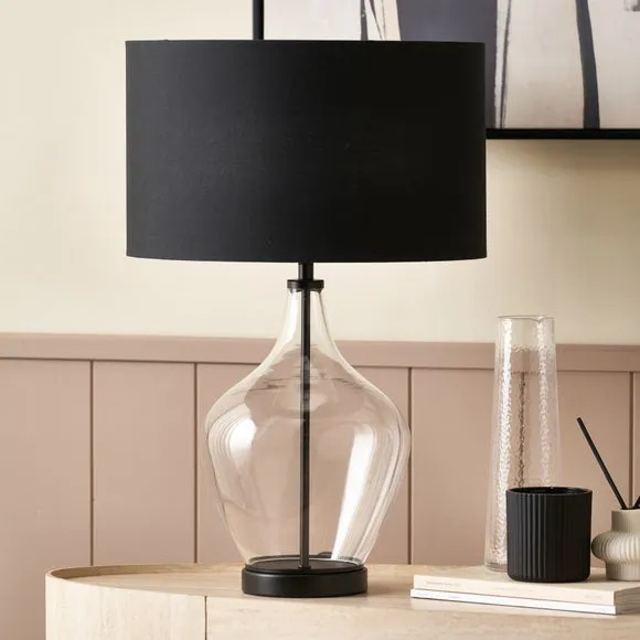 Pacific Lifestyle Rowen Clear Bottle Shaped Glass and Metal Table Lamp