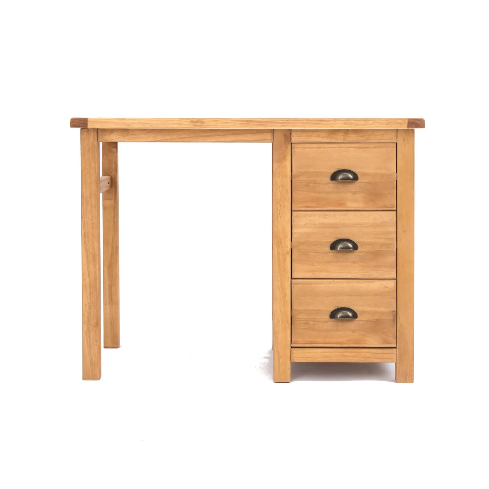 Cabinet Bits Lugo 3 Drawer Desk - Dressing Table Brass Cup Handle in Light Brown
