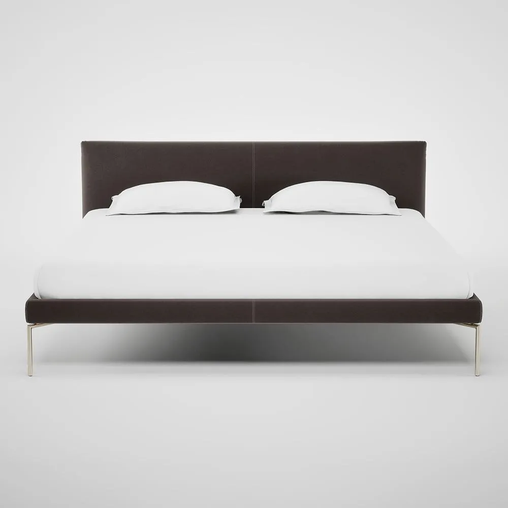 Heal's Matera Bed Super King Nobilis Velvet Sable Stainless Steel Foot 1