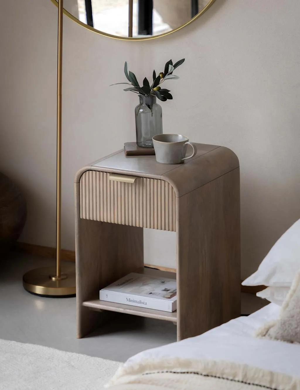 Gallery Direct Colonna 1 Drawer Bedside Table Grey Mix