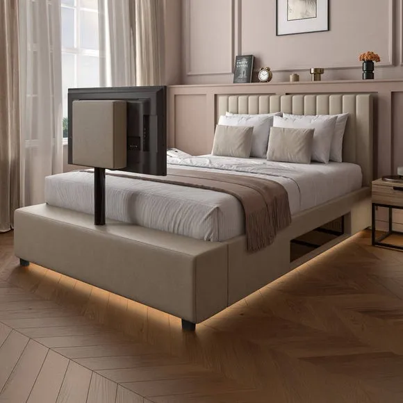 XR Living Maisie LED TV Ottoman Bed Frame