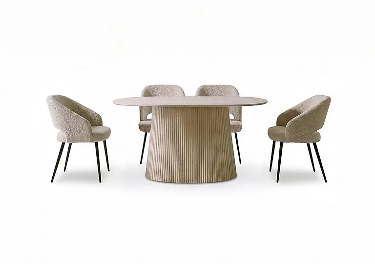 Romeo Rectangular Dining Table and 4 Fabric Chairs - 180-cm - In Time for Christmas