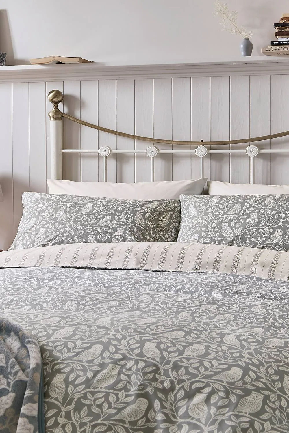 Helena Springfield 'Owls' Cotton Duvet Cover Set in Silver 2