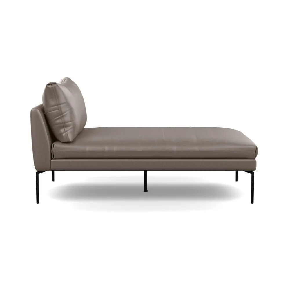 Heal's Matera Chaise Longue Leather Daino Elephant Grey Black Feet 1