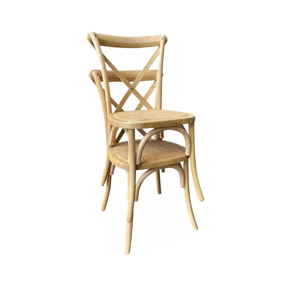 sweeek Set of 2 Vintage Wooden Bistro Chairs in Beige 5