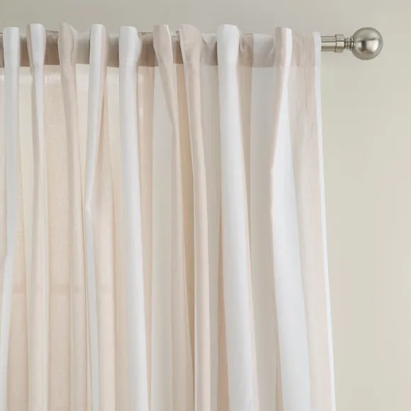 Maisie Woven Stripe 100% Cotton Unlined Slot Top Curtains 1