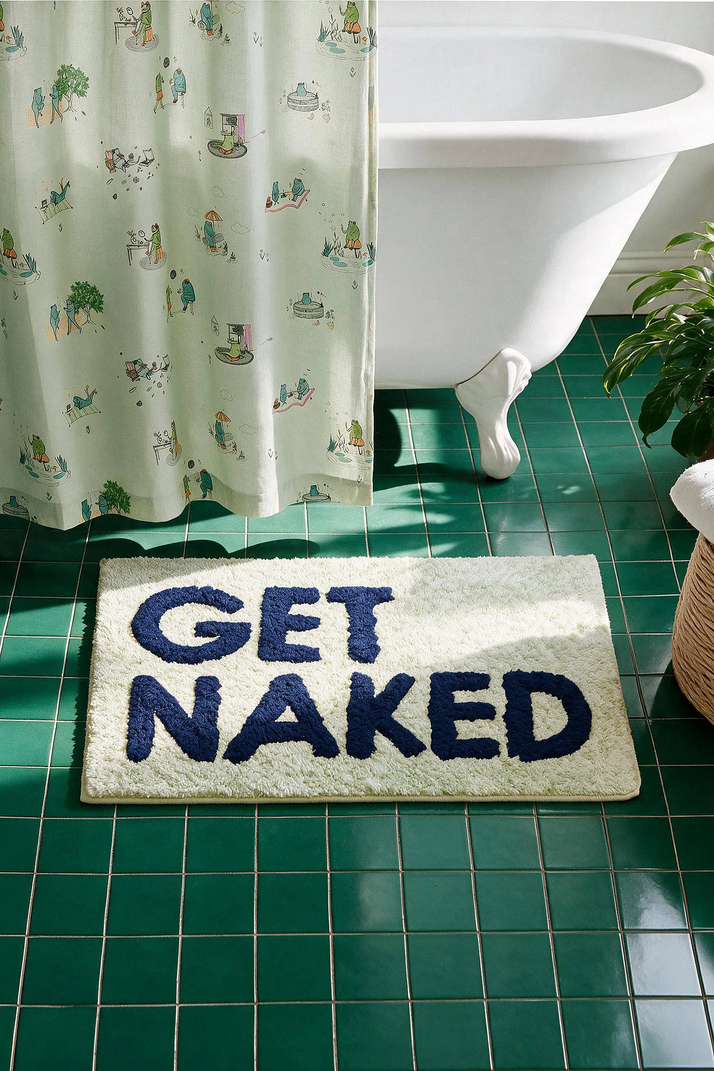 Get Naked Green Speckle Bath Mat - Green