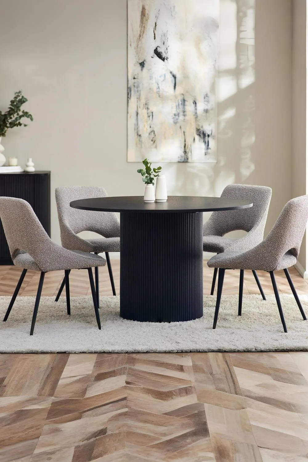 Julian Bowen Louis Fluted Round 4 Seater Dining Table in Black 3