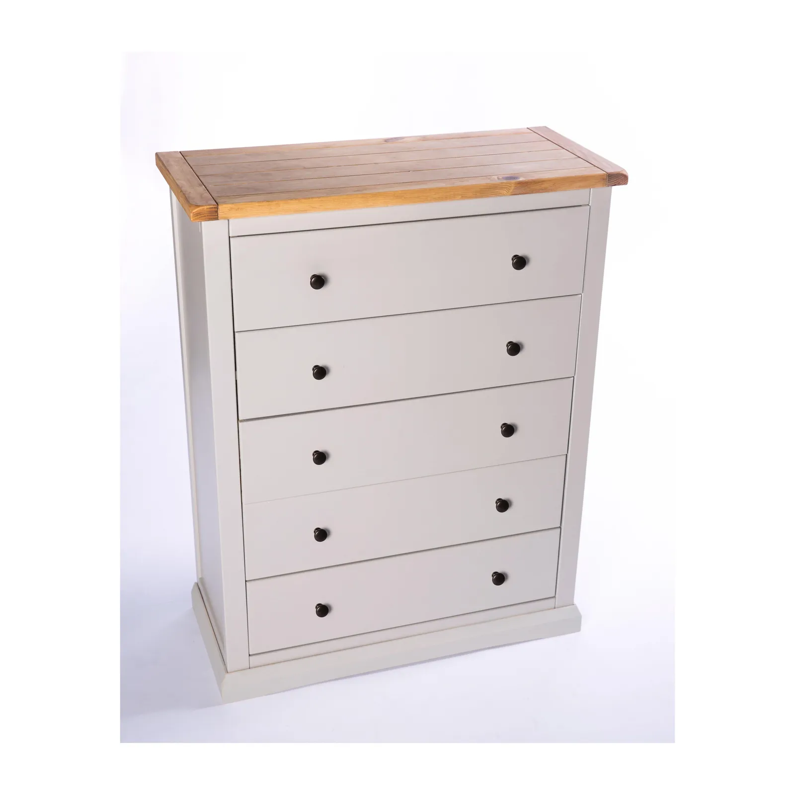 Cabinet Bits Loreo 5 Drawer Chest of Drawers Brass Knob in Light Grey 3