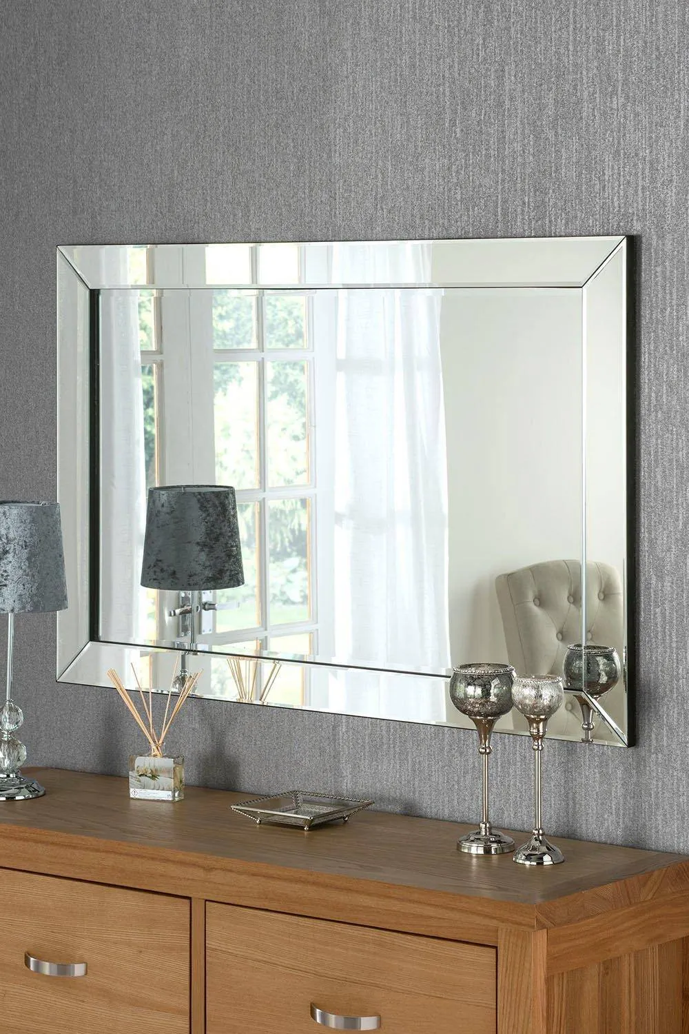 Yearn Mirrors Contemporary Angled Wall Mirror 120x80cm in Clear
