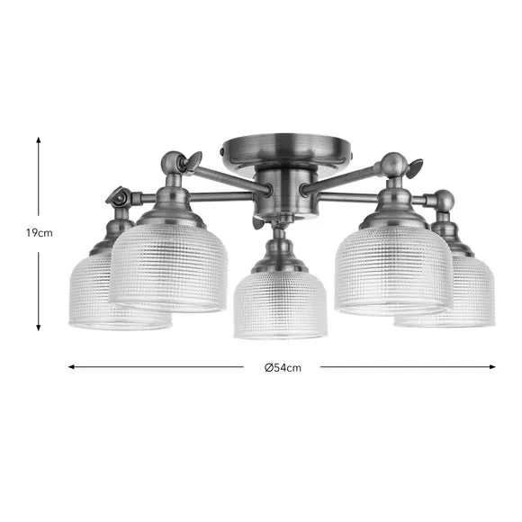 Amesbury Industrial 5 Light Adjustable Semi Flush Ceiling Light 6