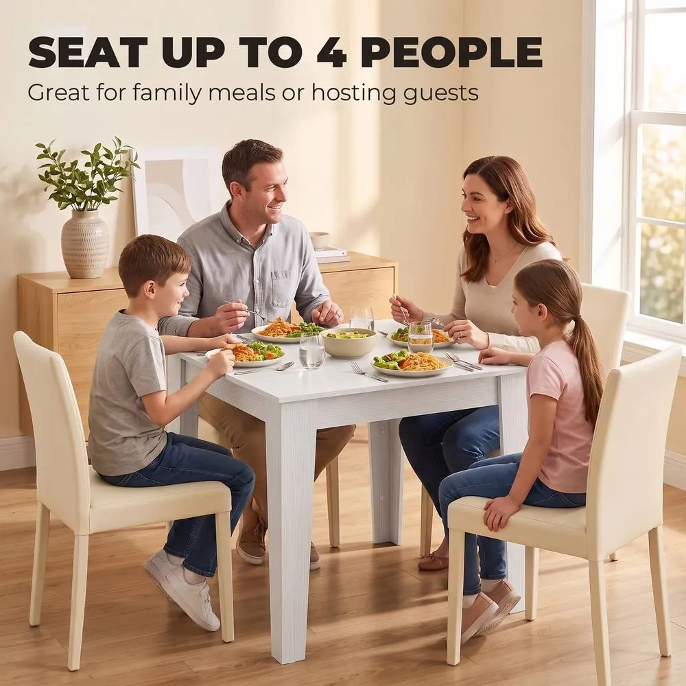 HOMCOM Dining Table for 4, 80L x 80W x 75Hcm, White 4