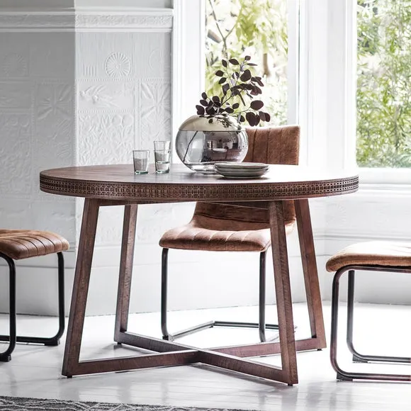 Cantwell 4 Seater Round Dining Table, Mango Wood 1