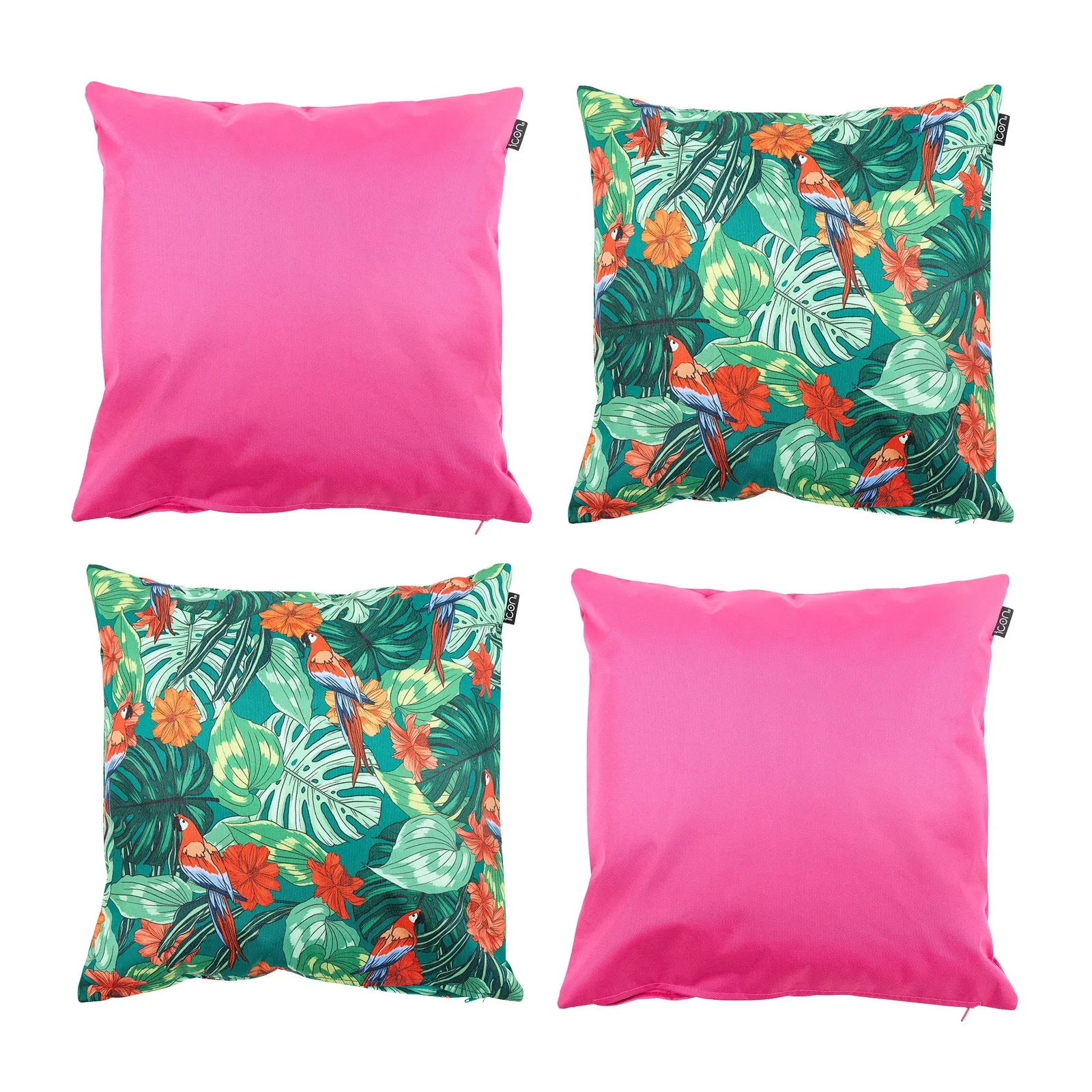 icon Indoor & Outdoor Waterproof Cushion, Parrot & Pink (4-Pack)