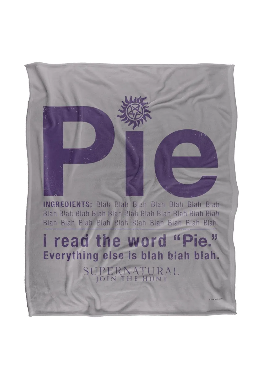 Supernatural Pie Officially Licensed Silky Touch Super Soft Throw Blanket 152x127 cm in White