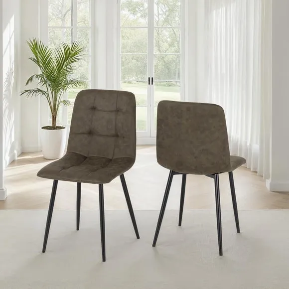 Fenton Set of 2 Dining Chairs, Faux Suede