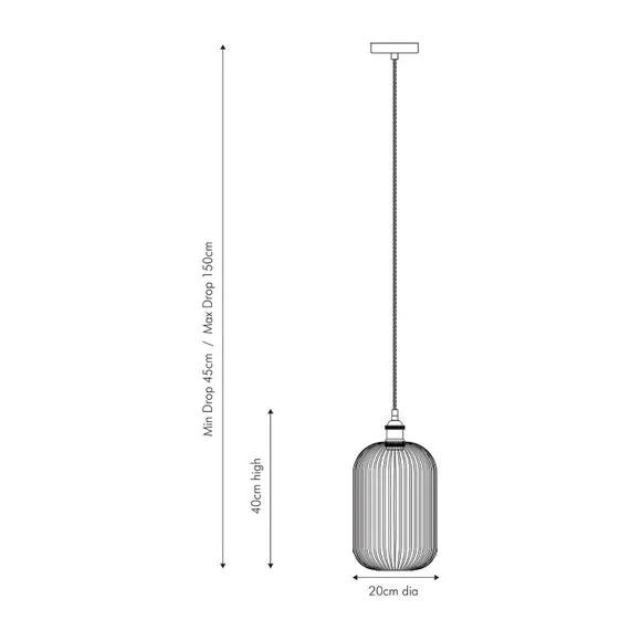 Abigail Tall Ribbed Glass Pendant Light 5