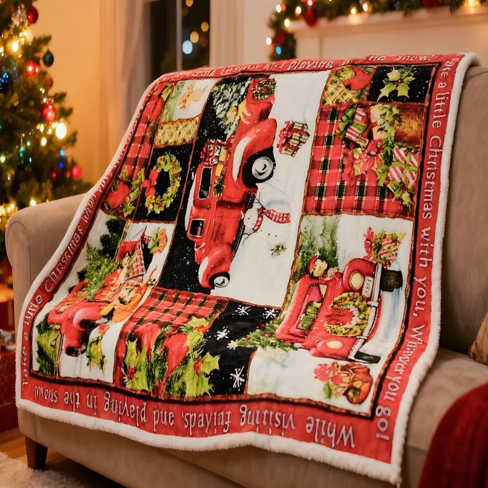 Gr8 Home Christmas Patchwork Fleece Blanket Throw 150x200cm